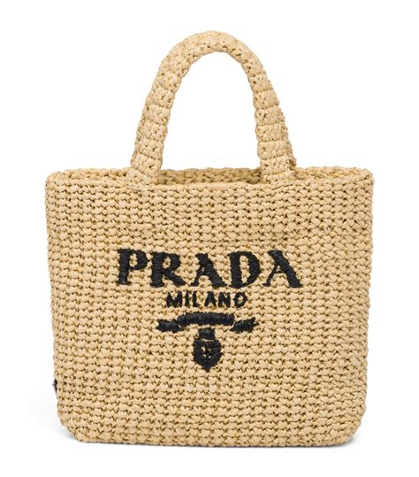 prada small crochet tote bag|Prada small brushed leather tote.